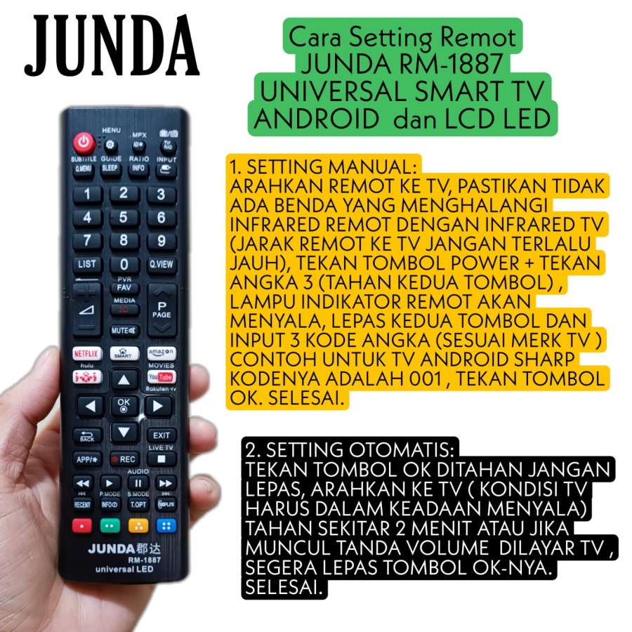 REMOTE TV UNIVERSAL MASTER LCD-LED SMART TV JUN DA RM-1887