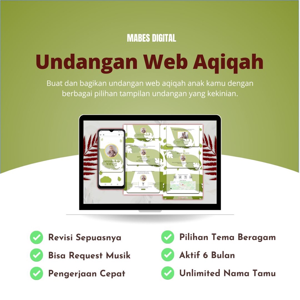 Termurah  Undangan Digital Website Aqiqah Anak Tema Foto Undangan Digital Web Kekinian