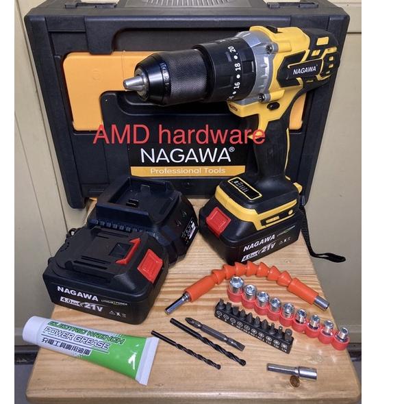 Jaminan Kualitas--NAGAWA NCB13K CORDLESS BOR BETON IMPACT 13mm SET BRUSHLESS BATERAI 21V POWER BESAR