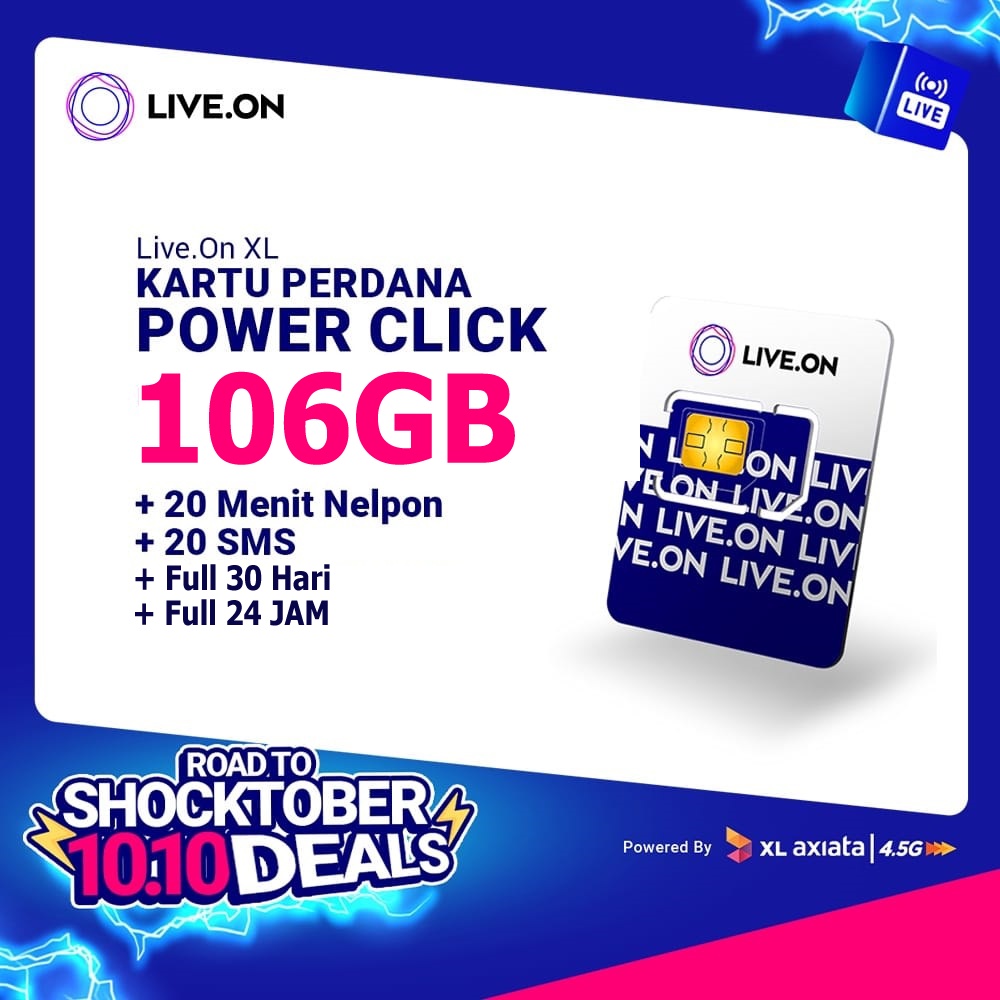 Kartu Perdana XL  Live On 106GB 30 Hari Unlimited