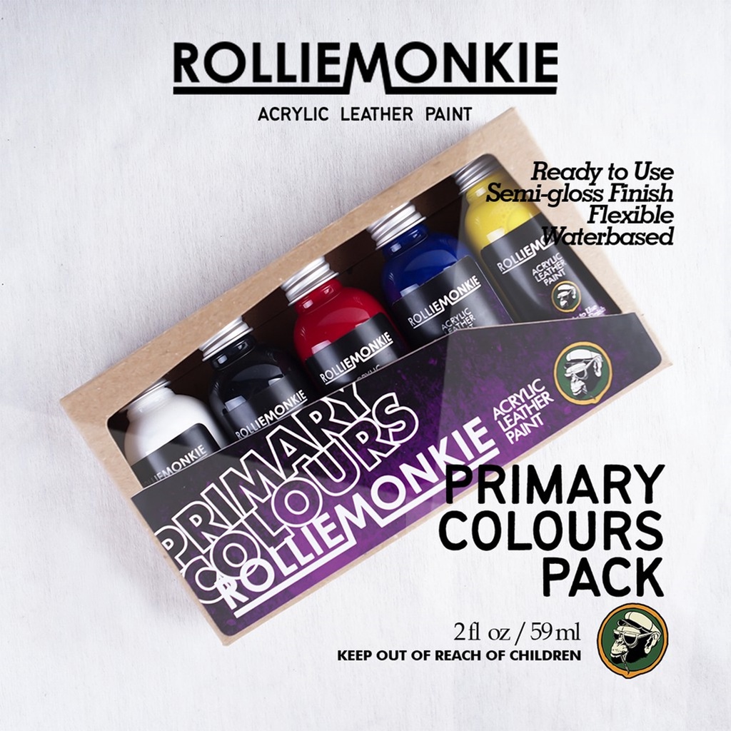 

Acrylic Leather Paint 5 Primer Color Rollie Monkie untuk lukis Tas, Sepatu, Jaket, Topi