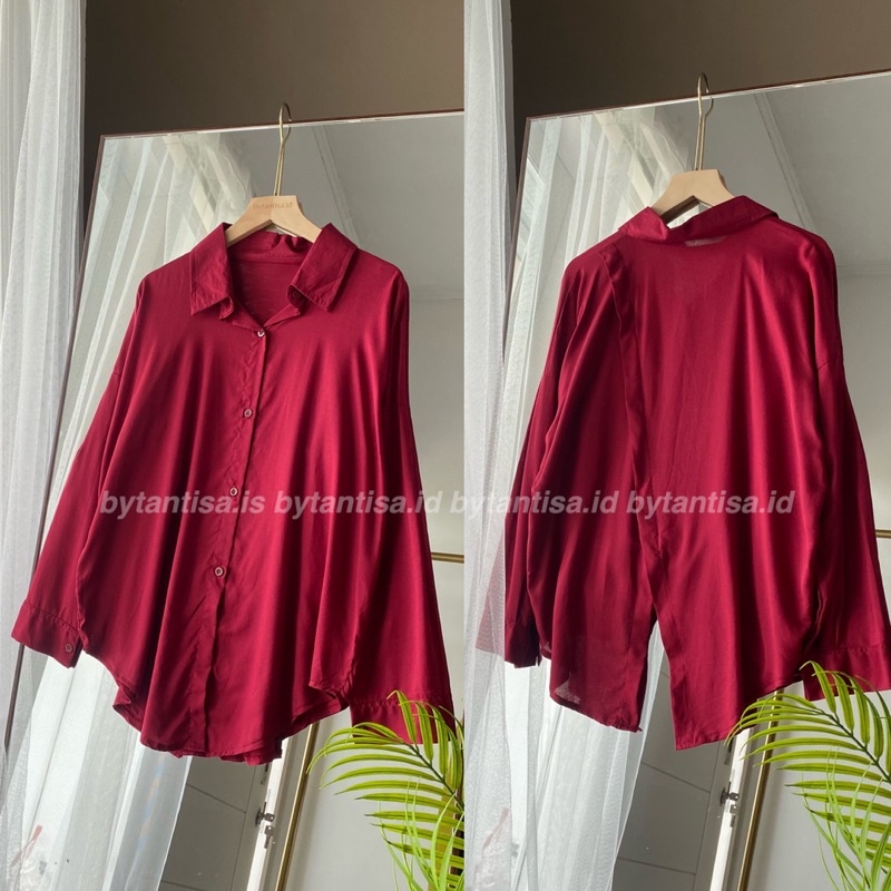 KEMEJA BASIC RAYON TULIP BELAKANG SILANG BAHAN ADEM JATUH