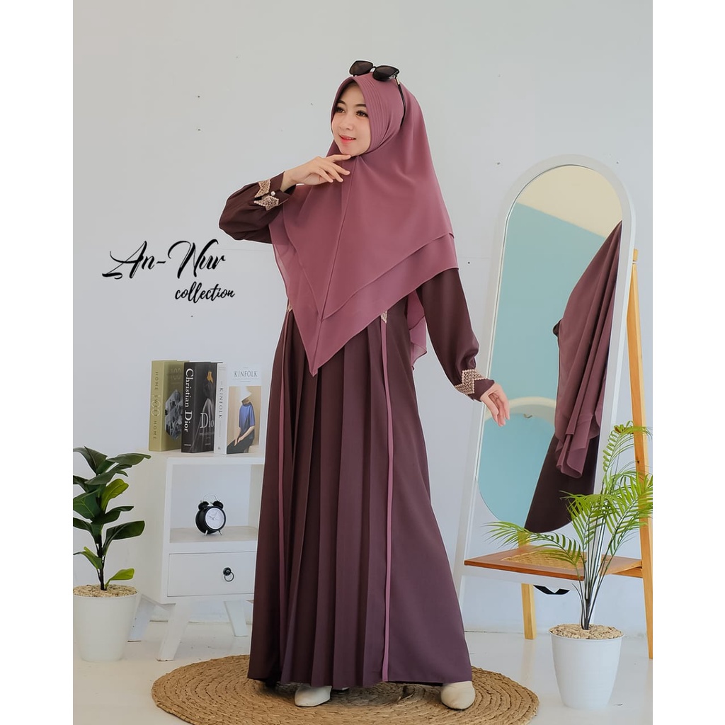 GAMIS SET KHIMAR RANIA ORI ANNUR ITYCREPE MIX CERUTY ALETA RENDA ESTETIK KOREAN OUTHER LOOK BAJU MUSLIM SYARI GAMIS PUTIH MANASIK HAJI UMROH