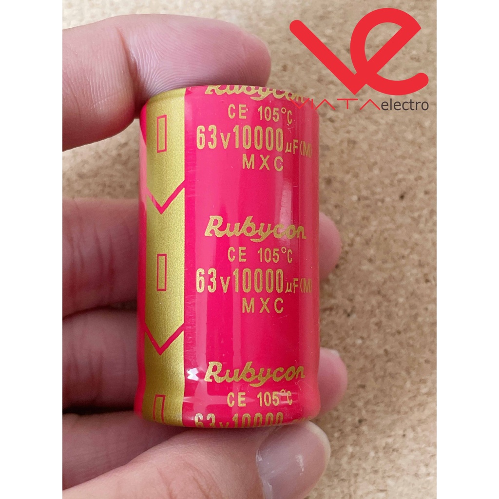 KAPASITOR ELCO 10000UF 63V RUBYCON ORIGINAL CAPACITOR ELKO KAPASITOR 10.000UF 63 V