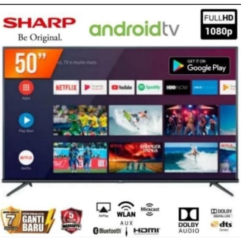 TV LED SHARP ANDROID 50BG1 DIGITAL - LED SHARP ANDROID 50 INCH - SHARP ANDROID NETFLIX 50 INCH - TV ANDROID SHARP 50 INCH - ANDROID SHARP 50 INCH