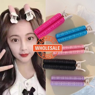 Alat Pengeriting Rambut Poni Wanita Model Rol Tanpa Panas Warna Solid Dapat Digunakan Kembali