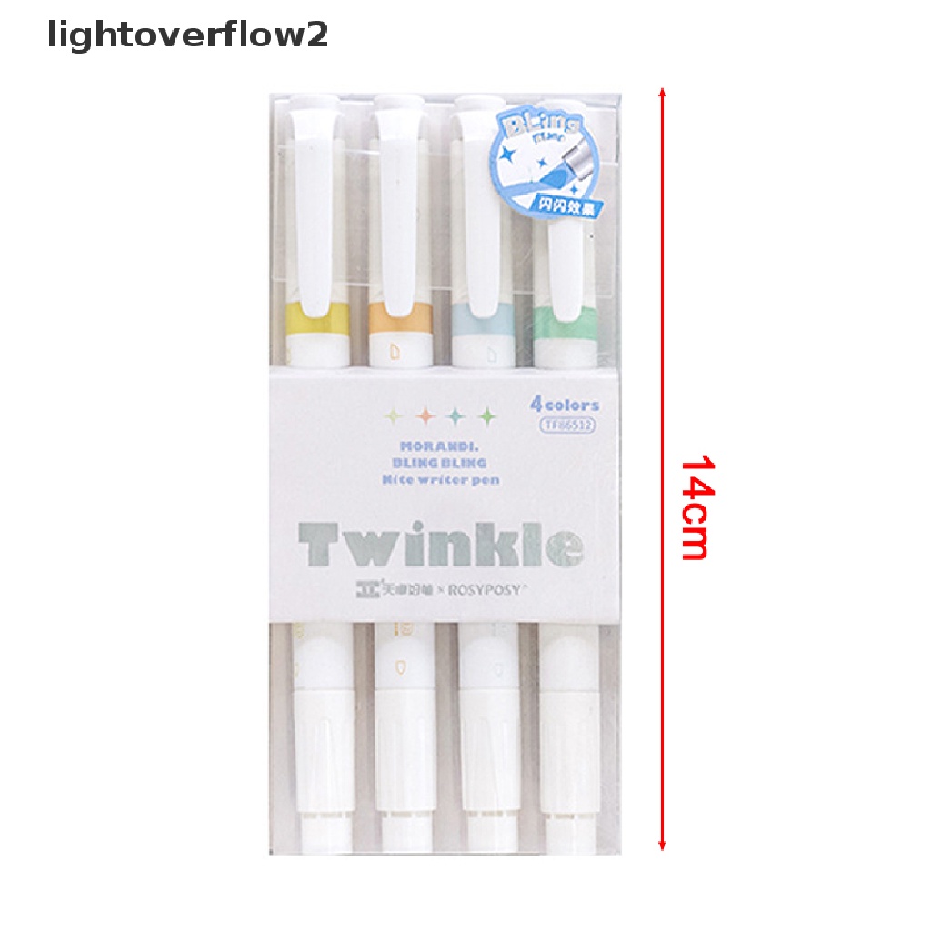 (lightoverflow2) 4pcs / box Spidol Warna Glitter Untuk Menggambar