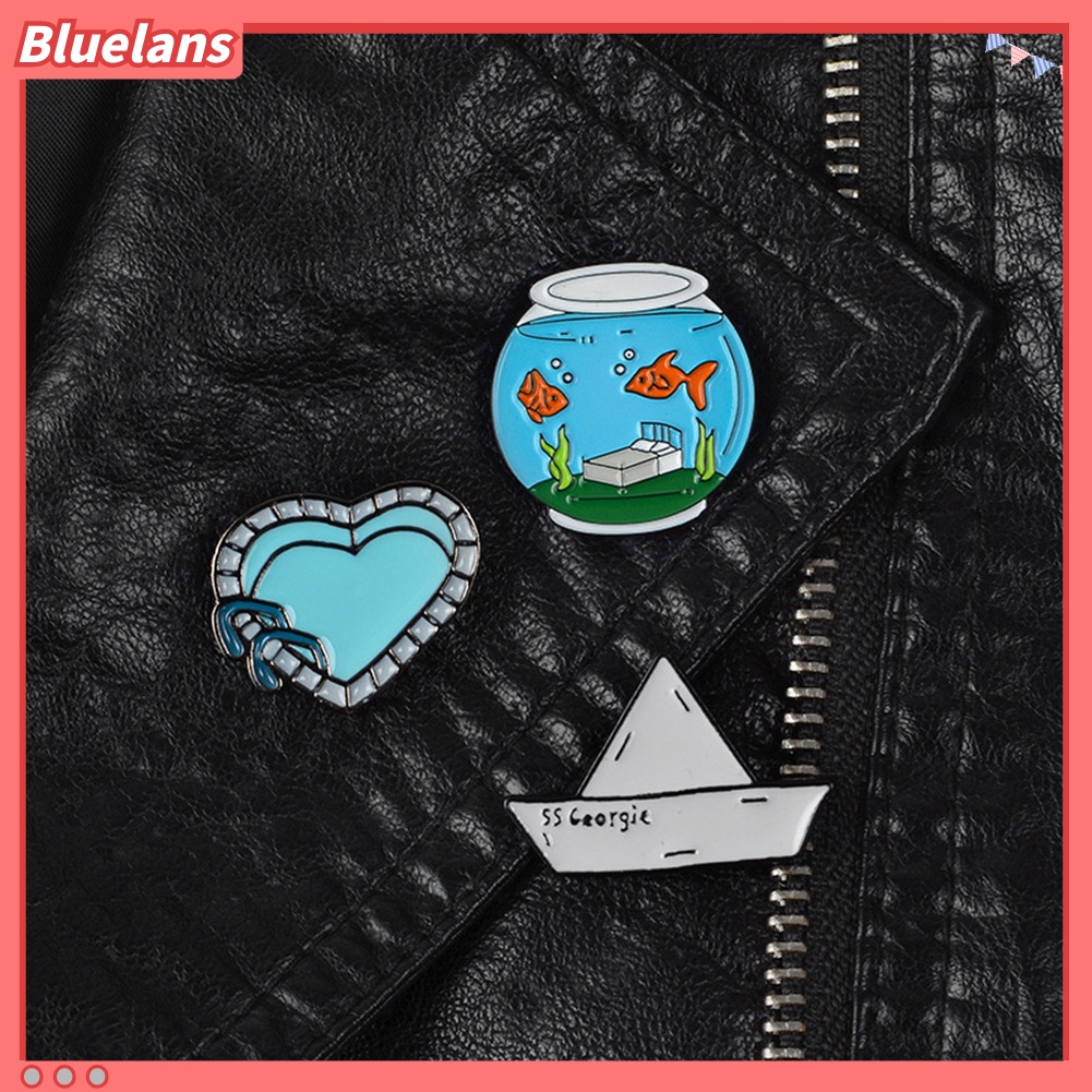 Bluelans Bros Pin Enamel Bentuk Hati Untuk Aksesoris Jaket Denim / Tas Ransel