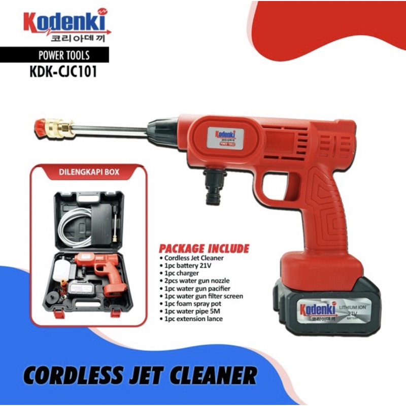 Jet Cleaner Cordless KONDENKI Mesin Jet Cleaner Alat Cuci Mobil motor Baterai Dinamo Pump Cordless C