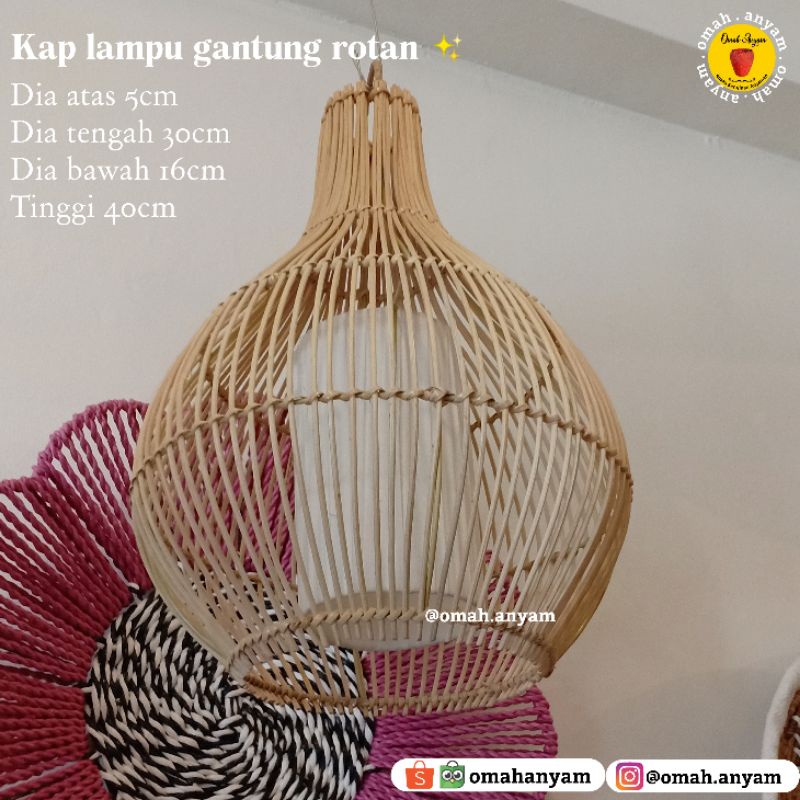 kap lampu gantung rotan | kap lampu gantung rotan hias cafe restaurant