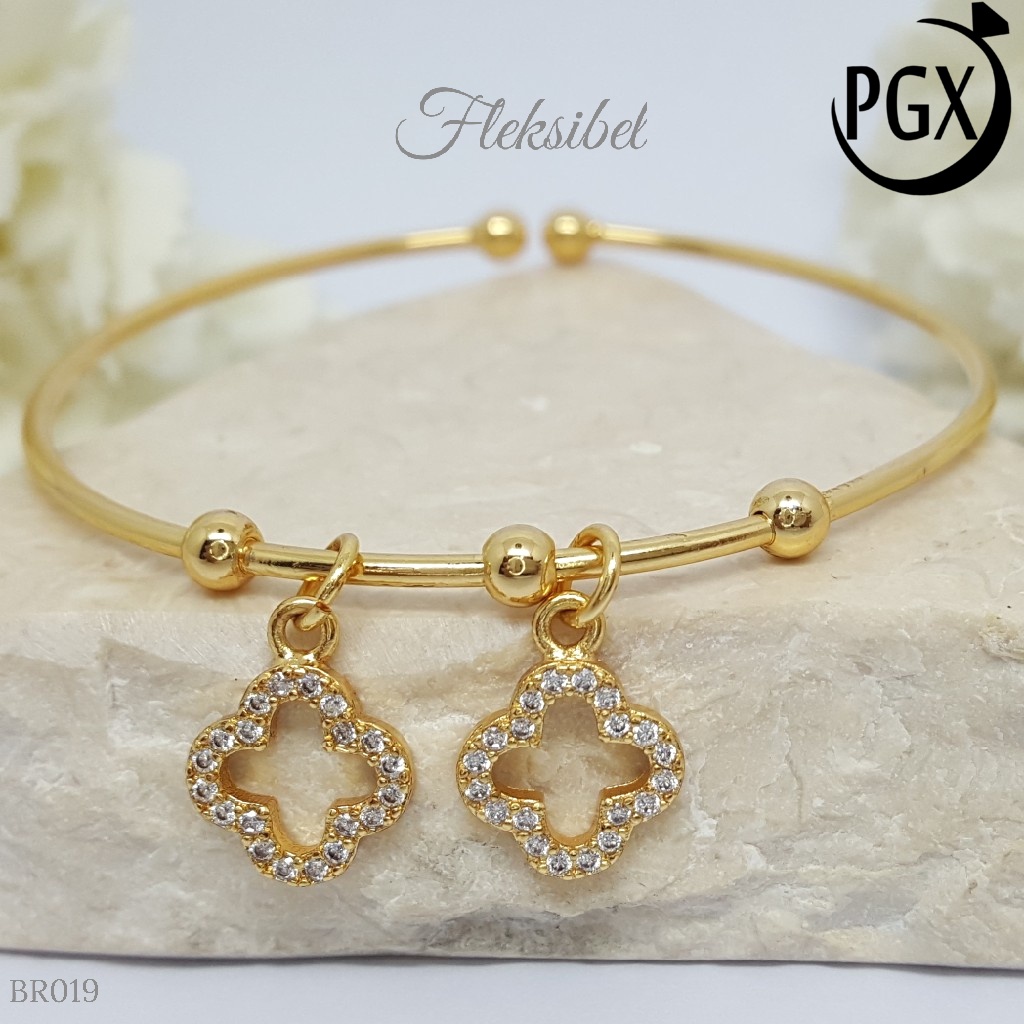 PGX Gelang Bangle Fleksibel Perhiasan Xuping Lapis Emas - BR019