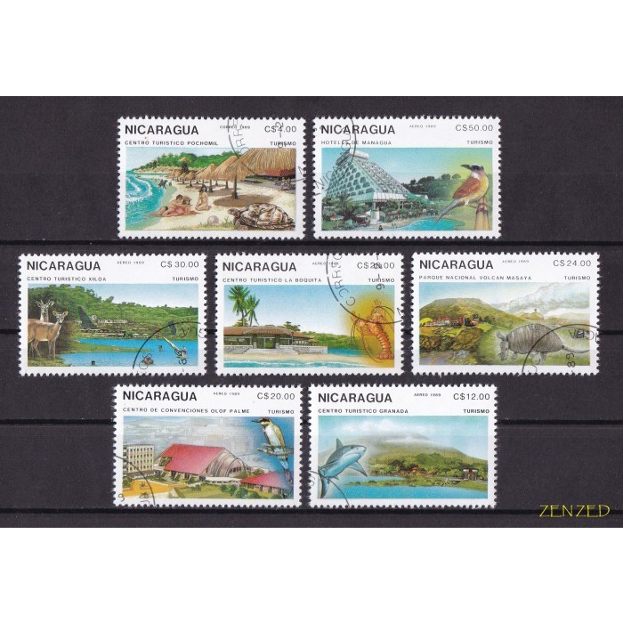 

0689 Perangko Nikaragua 1989 Nature - Tourism 7v Cto