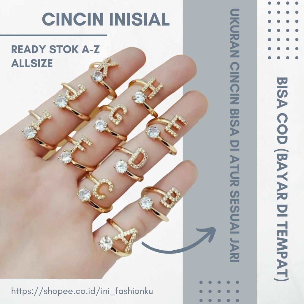 INF CINCIN GOLD SILVER ALFABET TERLARIS FOR YOUR FASHION / CINCIN INISIAL NAMA / CINCIN XUPING A-Z CINCIN KEKINIAN REMAJA / BISA COD