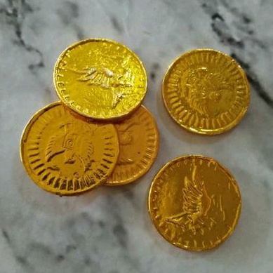 

5 pcs Coklat koin bungkus foil warna Gold Dekorasi Cake