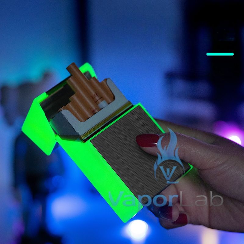 kotak box tempat rkk roko rokok plus korek usb elektrik lighter glow in the dark new