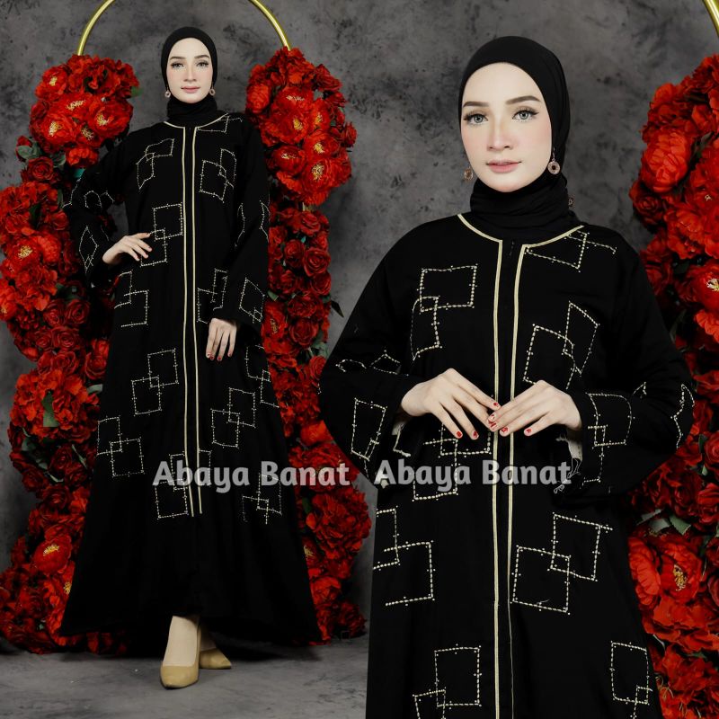 Banat Abaya Exclusive Gamis Arab Saudi Hitam Bordir Turki Umroh Turkey Bordir Kamila Busui
