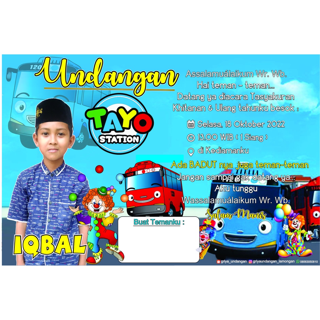 UNDANGAN SUNAT | UNDANGAN KHITAN | UNDANGAN ULANG TAHUN | UNDANGAN FOTO | UNDANGAN ANAK