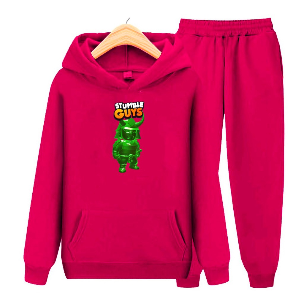 Setelan Anak Stumble gambar ijo/Setelan Hoodie Topi Size S,M,XL,XXL