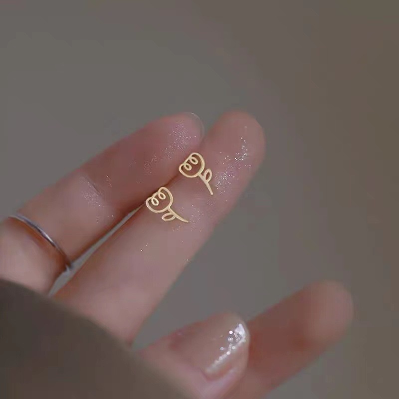 Mhang Anting Tusuk Gantung Bahan Sterling Silver 925 Desain Bunga Tulip Mini Hollow Gaya Vintage Untuk Wanita