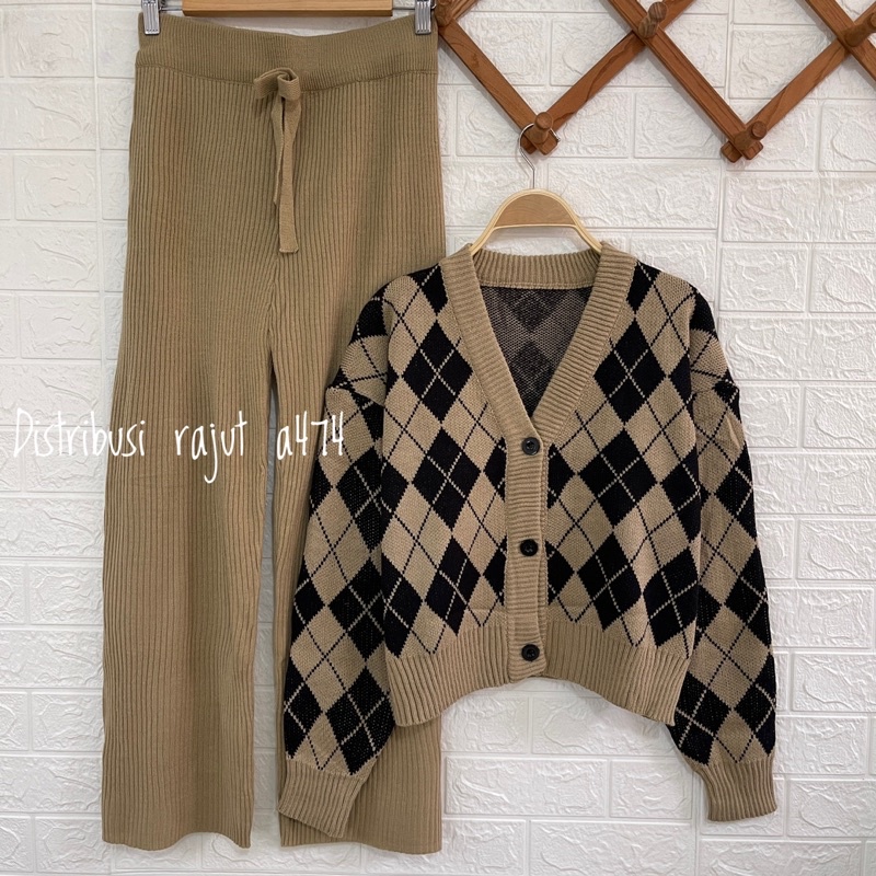 ONESET CARDIGAN KETUPAT SETELAN KULOT WANITA