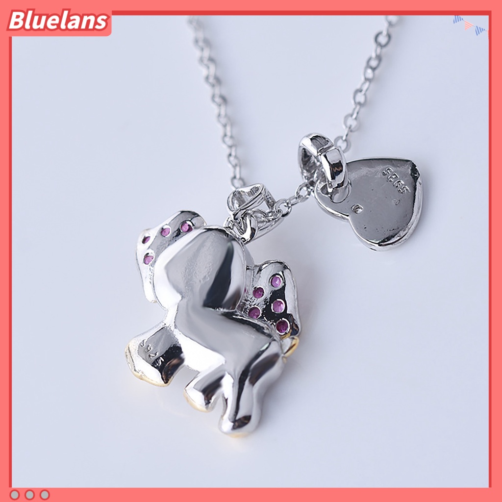 Bluelans Never Forget I Love You Women Romantic Elephant Heart Pendant Chain Necklace