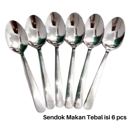 [BISA COD] PROMO Sendok Makan Isi 6 Pcs Model Polos Stainless Tebal 189 27gr Harga Murah Terjangkau