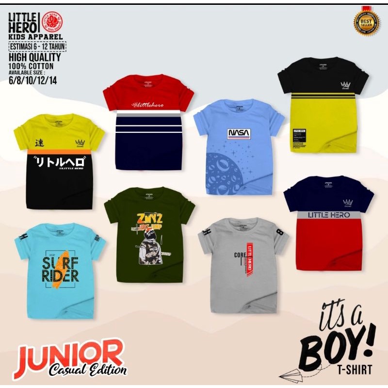 Kaos Anak laki Laki Distro Anak 6-12 Tahun little Hero, Kaos Remaja Tanggung