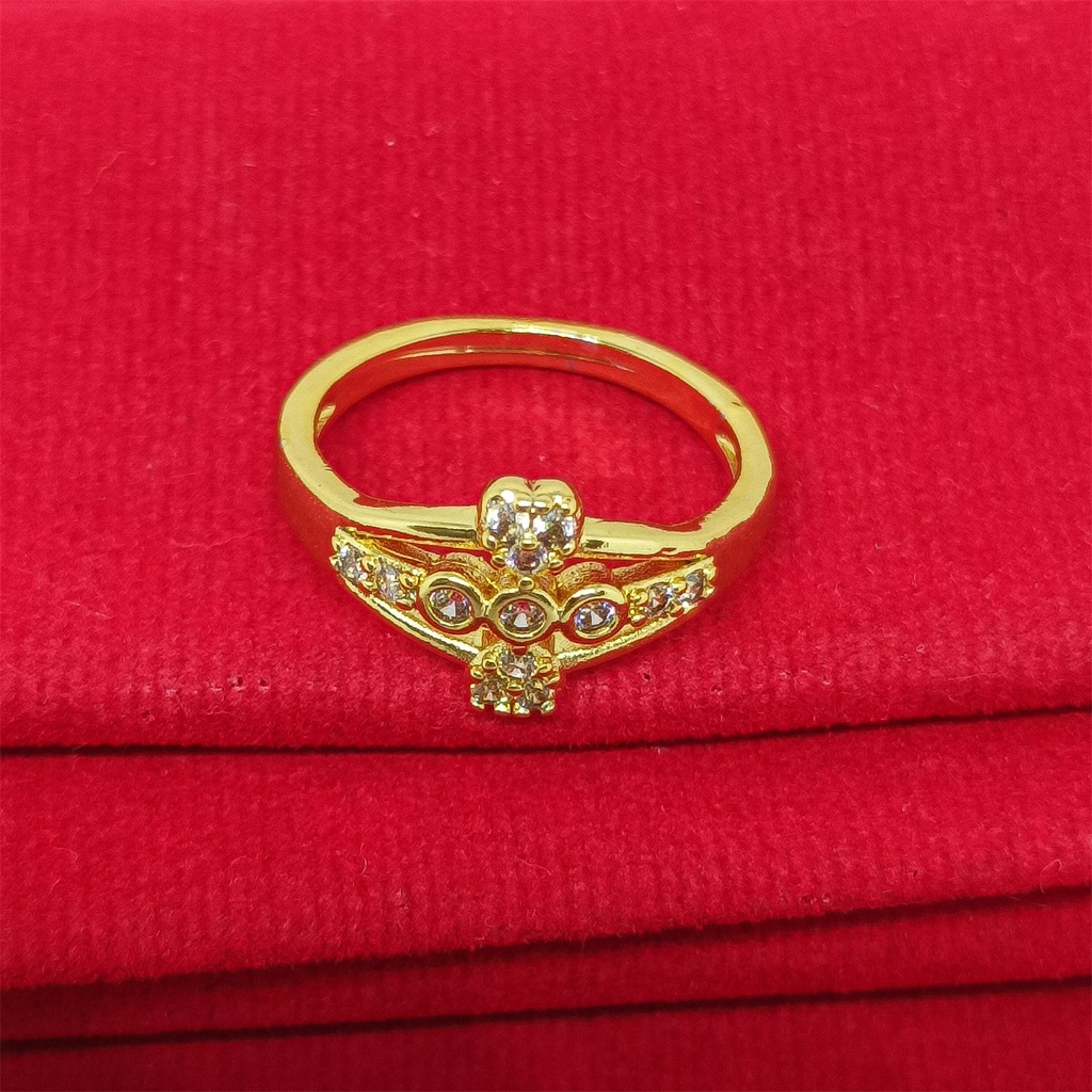 Cincin Titanium Tahan Pudar yang Dicuci Fashion Wanita Cincin Terbuka Berlian Berlapis Emas 24k Gold Xuping