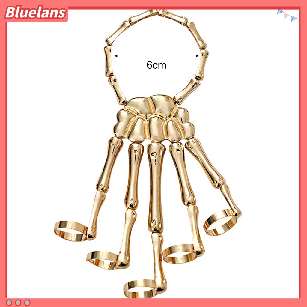 Gelang Tangan Elastis Bahan Alloy Motif Tangan Tengkorak Gaya Gothic Untuk Halloween