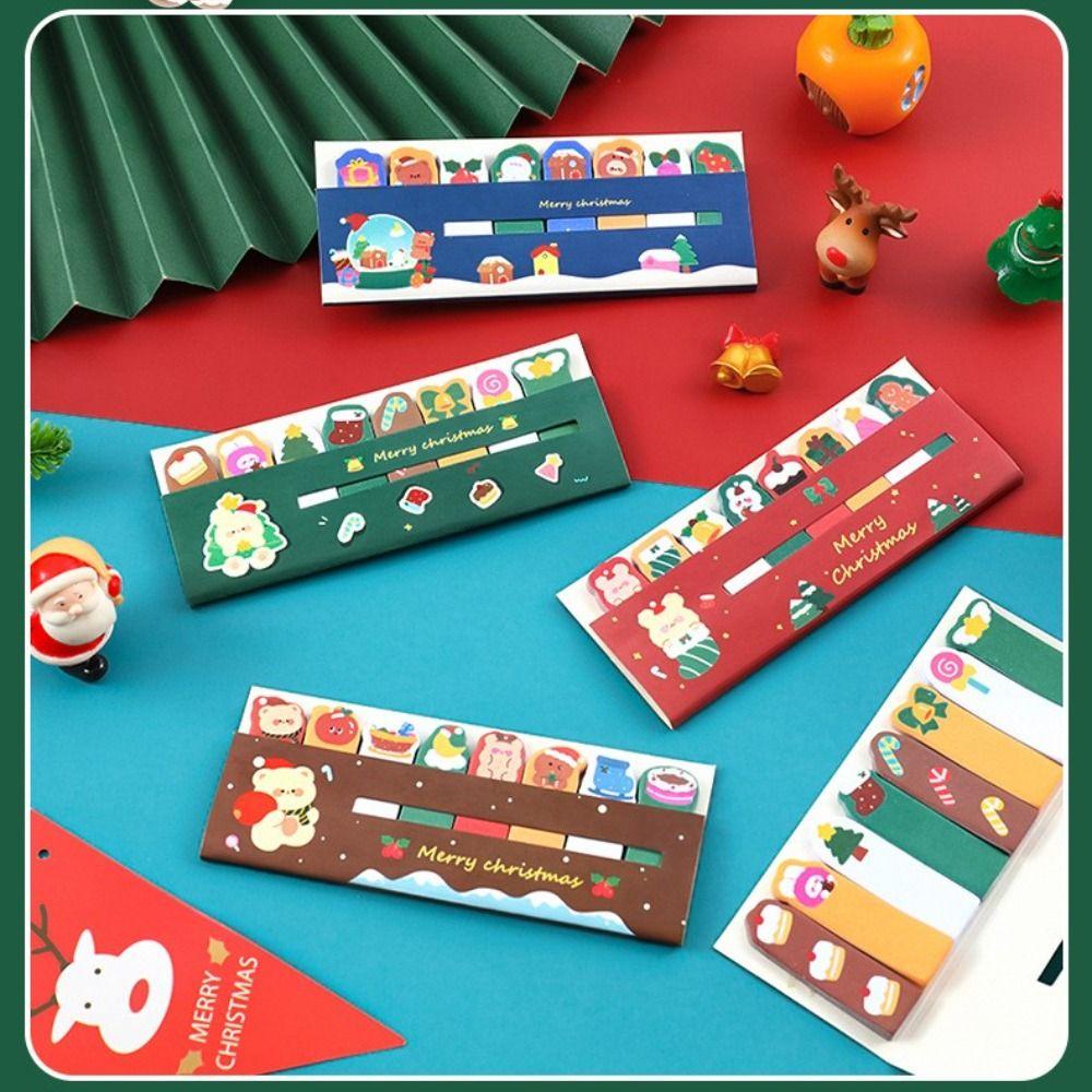 Mxbeauty Tab Strip Perlengkapan Kantor 240lembar Alat Tulis Sekolah Baca Label Bookmark Christmas Series Sticky Notes