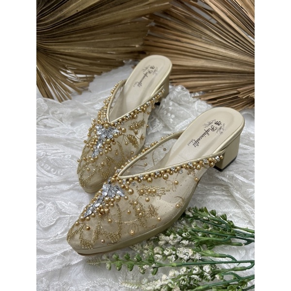 sepatu wanita alena gold 5cm tahu