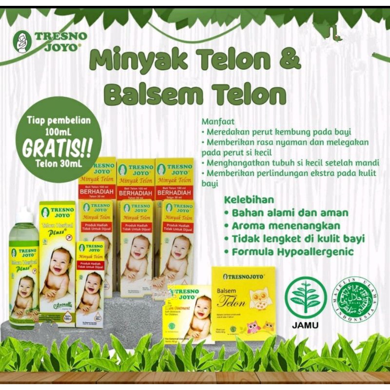 Tresno Joyo Minyak Telon Bayi Isi 100ml Free 30ml