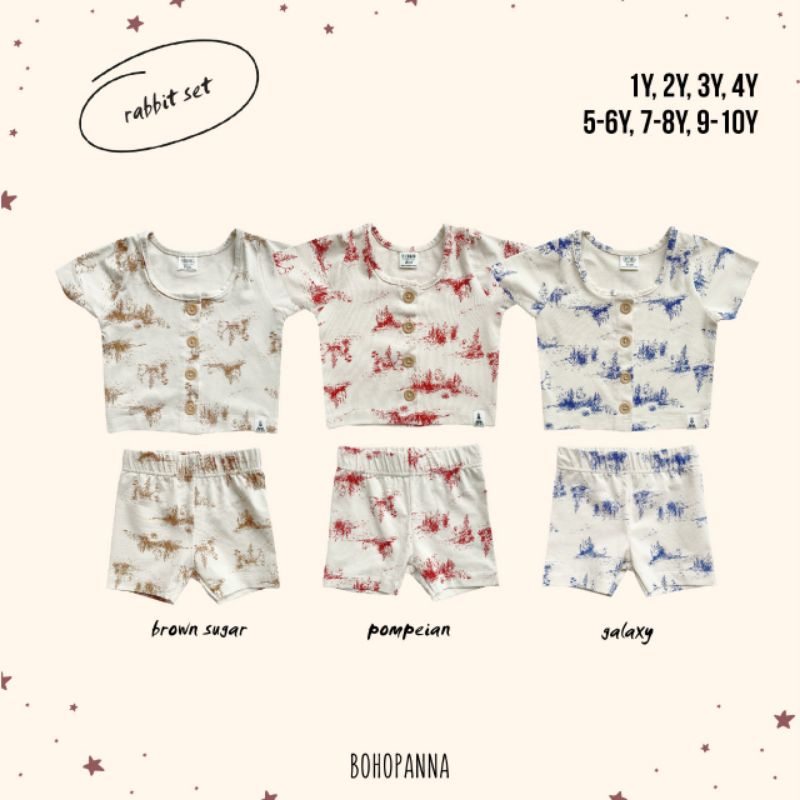 BOHOPANNA - RABBIT SET BOHOPANNA - BAJU ANAK PEREMPUAN - SETELAN BAJU ANAK - SET BAJU BAYI