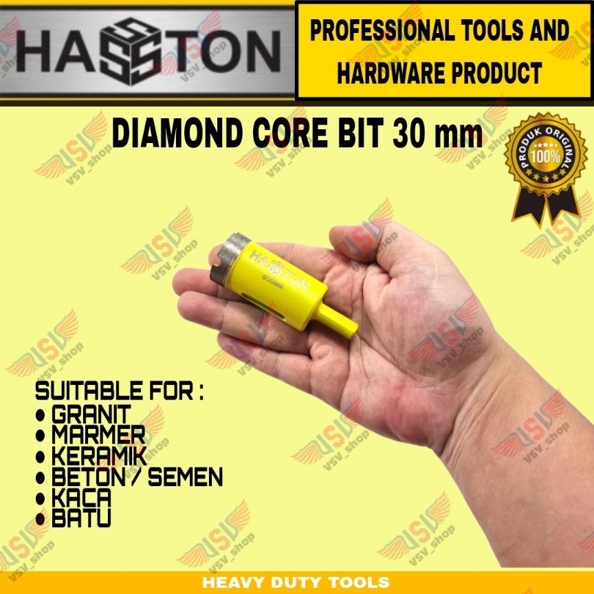 HASSTON Mata Bor Granite Keramik Marmer Batu Beton Diamond Core Bit 30 32 35 38MM