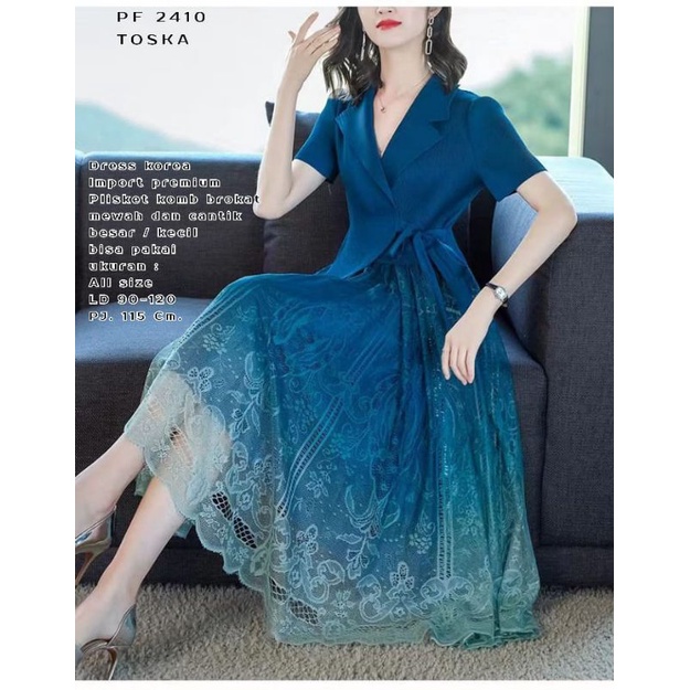 Dress Korea Import Premium lengan pendek  PF 0862/PF1044 Mewah ini