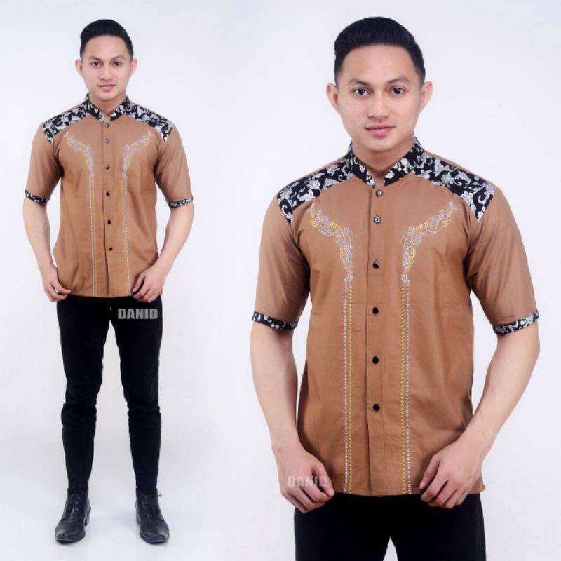 Koko Bordir Kombinasi Batik Lengan Pendek Terlaris Size M, L, XL #13 ( ORIGINAL )