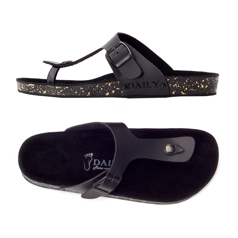 DALTON FULL BLACK |ManNeedMe x DAILY| Sandal Jepit Pria Sendal Kulit Casual ORIGINAL