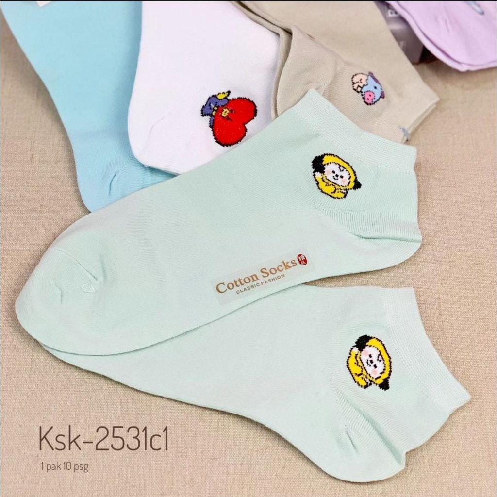 BELLA - KAOS KAKI KATUN BT21 BTS SEKOLAH SEMATA KAKI / BTS WOMEN SOCK BAHAN LEMBUT TEBAL IMPORT