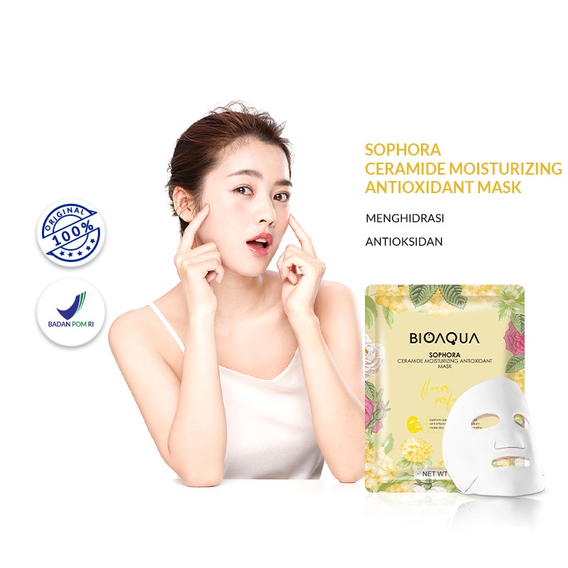 ✨ AKU MURAH ✨BIOAQUA ''Sophora Ceramide Moisturizing Antioxidant'' Sheet Mask Masker Wajah Flowers