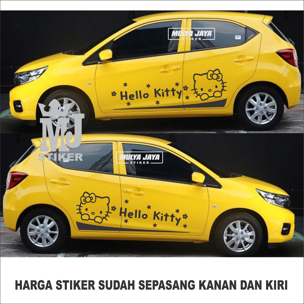 PROMO CUTTING STIKER MOBIL STRIPE LIST HELLO KITTY HONDA BRIO 01