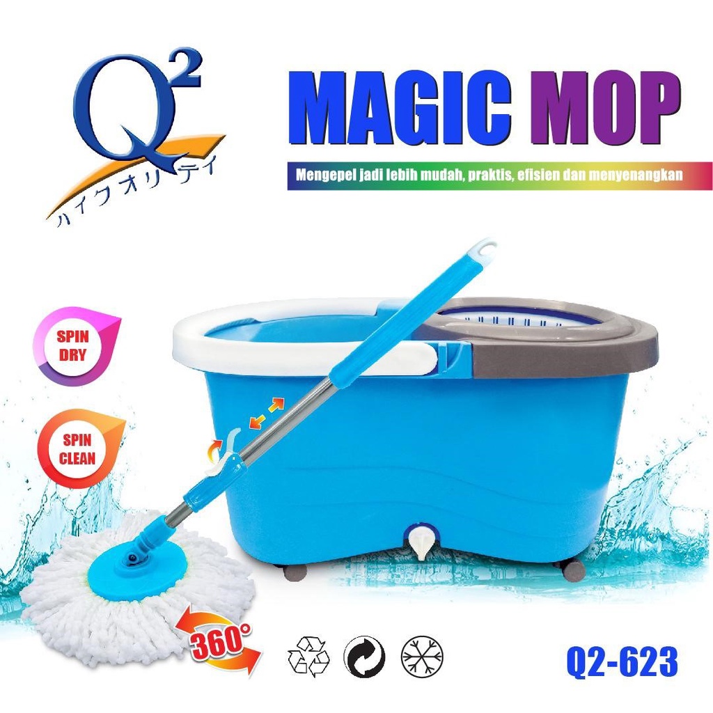 PEL LANTAI ALAT PEL PUTAR OTOMATIS STAINLESS MAGIC MOP Q2-2623/623