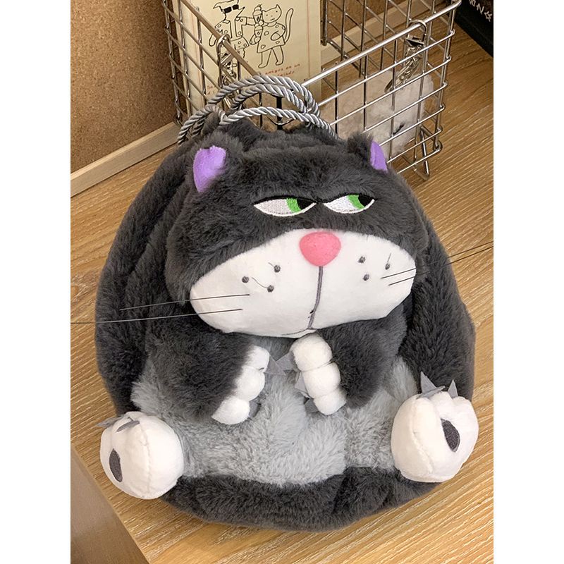 ☋☄Sera kartun Lucifer cat bag female 2022 new net red wild plush doll bag cute shoulder messenger bag