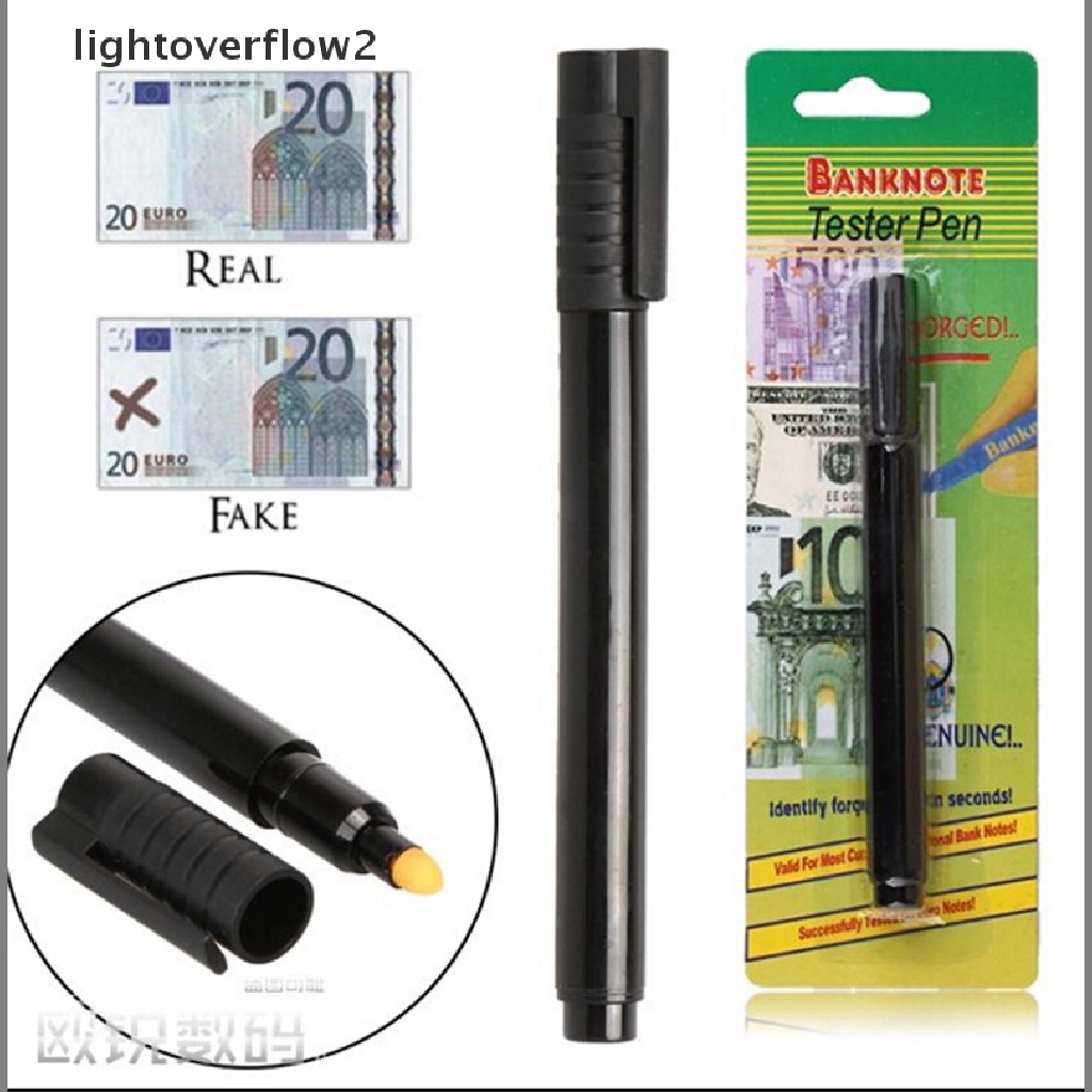 (lightoverflow2) 2pcs Pen Tester Detektor Uang Palsu Untuk Kantor