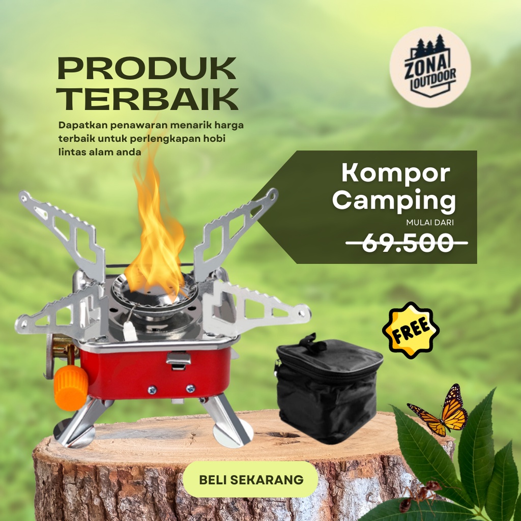 Kompor camping portable mini kotak tabung gas kovar set masak / kompor mini portable Kompor Lipat