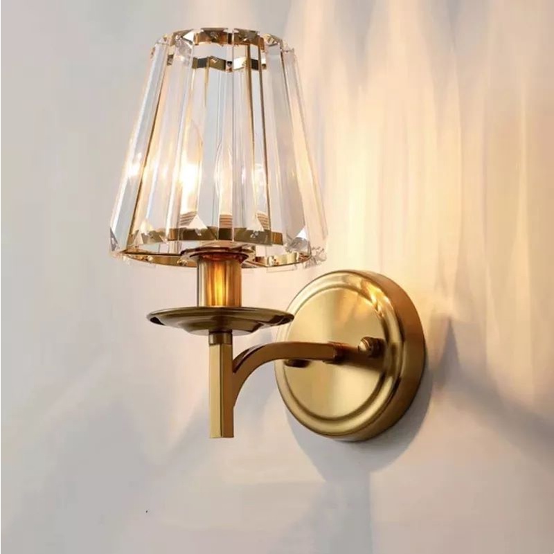 Lampu Dinding Hias Rumah Mewah Gold Glass Crystal Sconce Wall Lamp