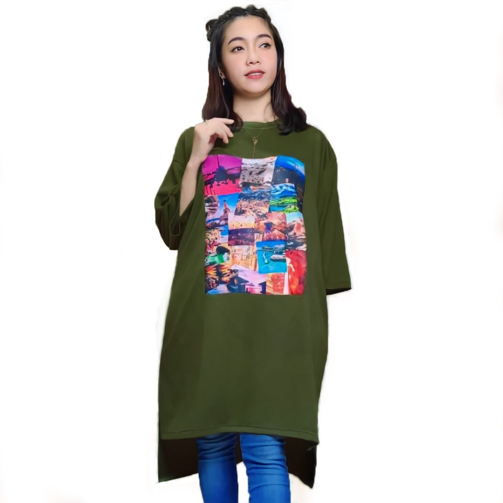 LD 120 TUNIK OVERSIZE PENGUIN KAOS VIRAL BAJU WANITA MULIM HIJAB FRENDLY BASIC