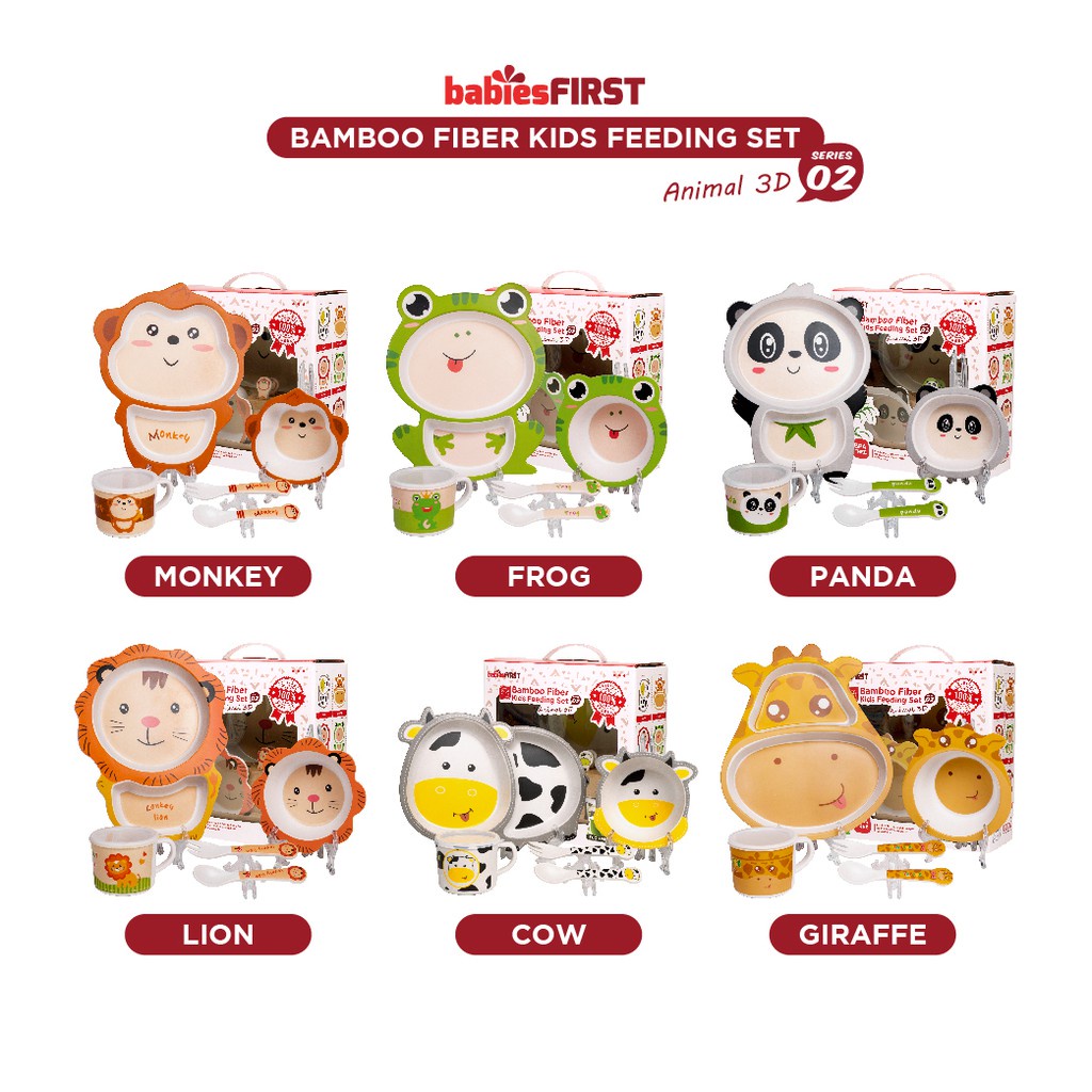 Babiesfirst BF505 Bamboo Fiber Feeding Set - Tempat Makan Anak - Set Piring Makan Anak - Mangkok - Sendok Garpu Gelas Bayi