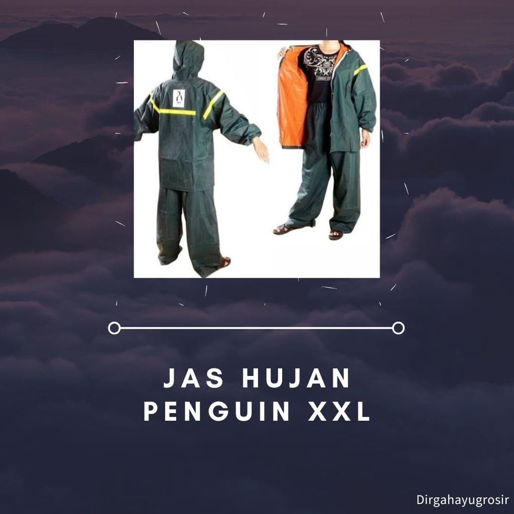 Jas Hujan Penguin / Jas Hujan Setelan / Jas Hujan Jaket Celana / Jas Hujan Tebal / Jas Hujan Jumbo X