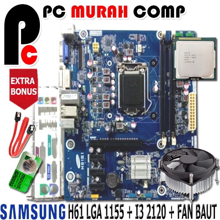 Paket Mainboard 1155 H61 ONboard Dengan Processor i3 2120 bonus fan