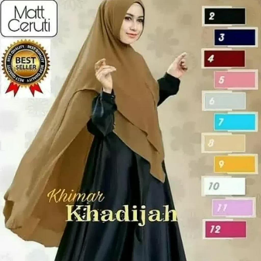 Syari Khimar hijab jilbab kerudung Khadijah ceruty babydoll khimar 2 layer ceruty baby doll hijab khimar syari ped 2 layer